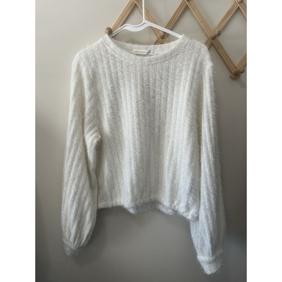 altar'd state White Eyelash Sweater Size Large - Picture 1 of 4